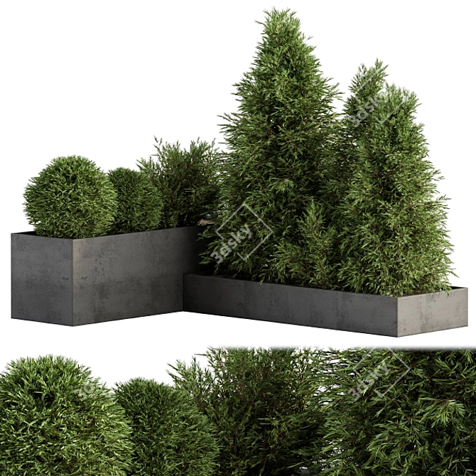 Nature's Oasis: Outdoor Plant Box with Tree 3D model image 1