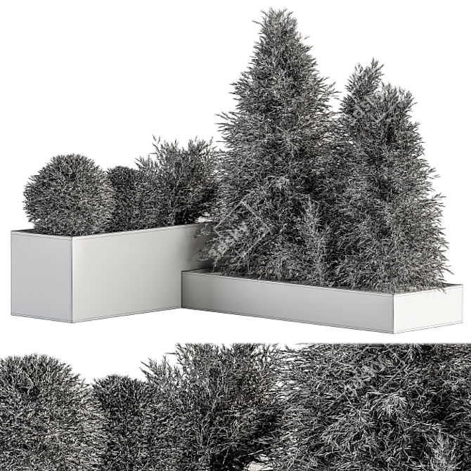 Nature's Oasis: Outdoor Plant Box with Tree 3D model image 4