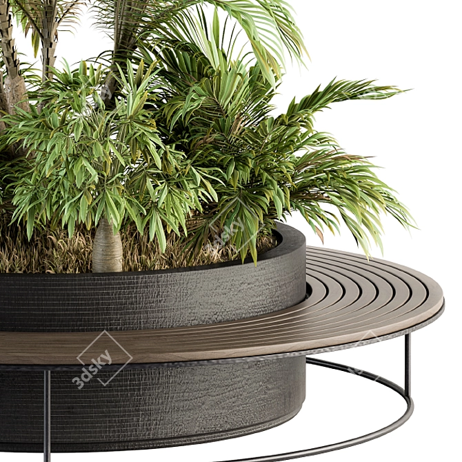 Modern Urban Bench with Greenery 3D model image 2