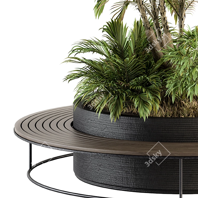 Modern Urban Bench with Greenery 3D model image 3