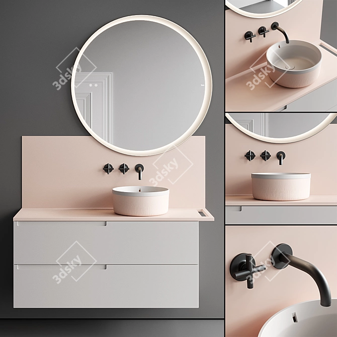 Fiora Synergy Wall-Mounted Vanity 3D model image 1