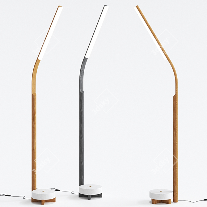 Elegant Ash Counterweight Floor Lamp 3D model image 1