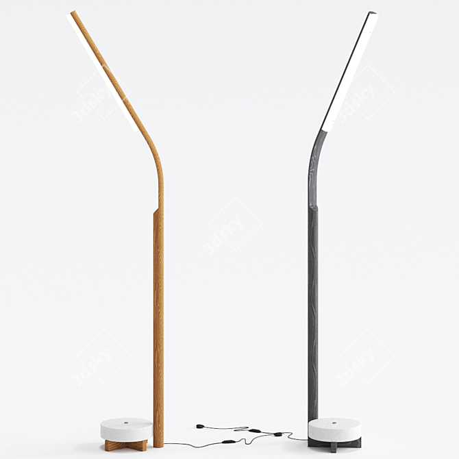 Elegant Ash Counterweight Floor Lamp 3D model image 2