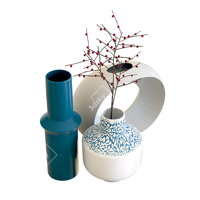 Elegant Crate & Barrel Vases 3D model image 3