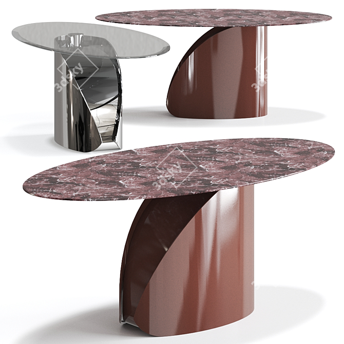 Central Park Marble Table: Elegant Oval Design 3D model image 1