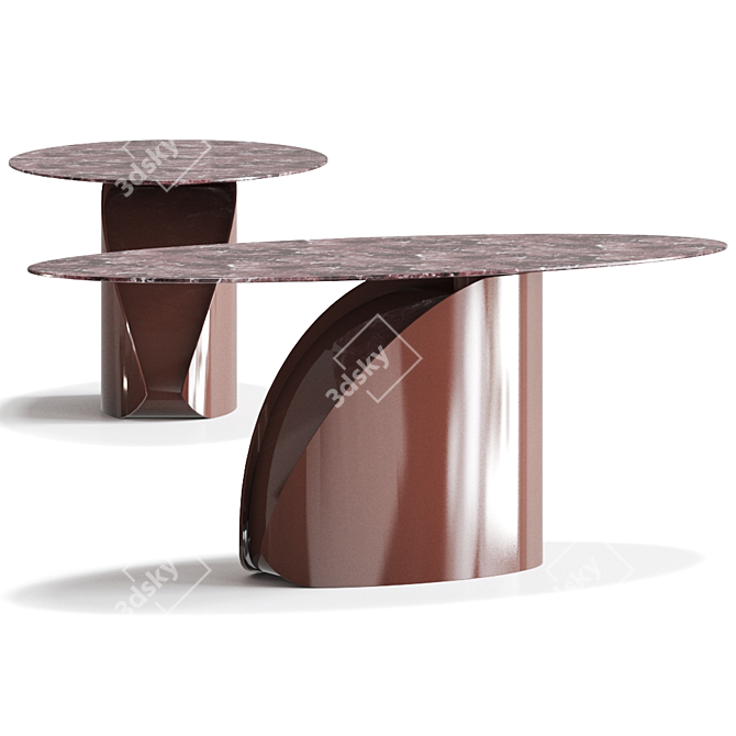 Central Park Marble Table: Elegant Oval Design 3D model image 2