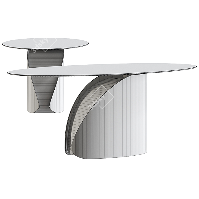 Central Park Marble Table: Elegant Oval Design 3D model image 4
