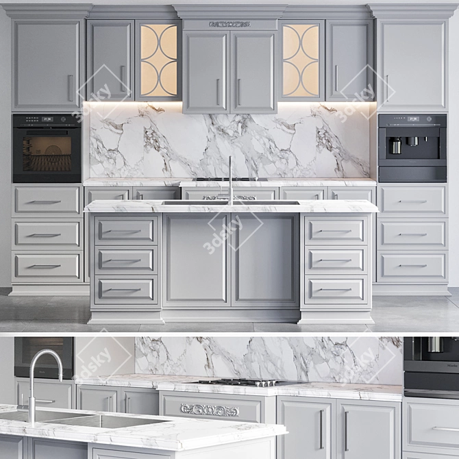 Modern Kitchen Design Set 3D model image 1