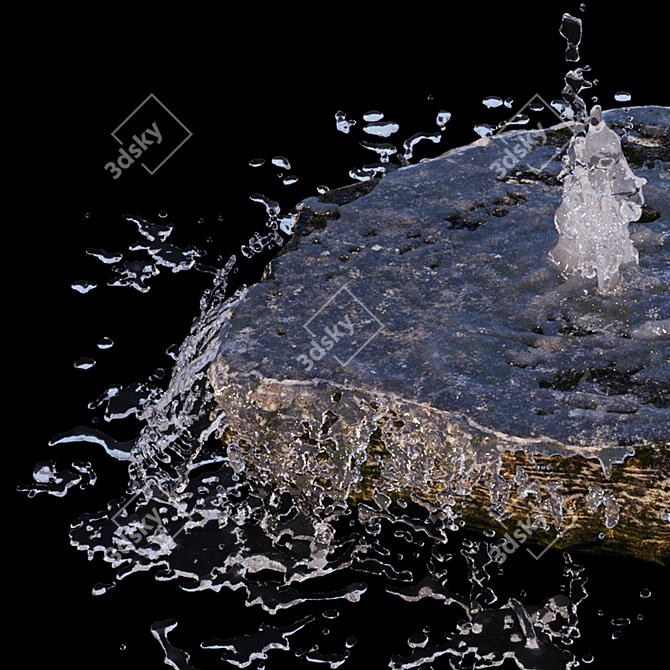 Serene Cascade Rock Waterfall 3D model image 6