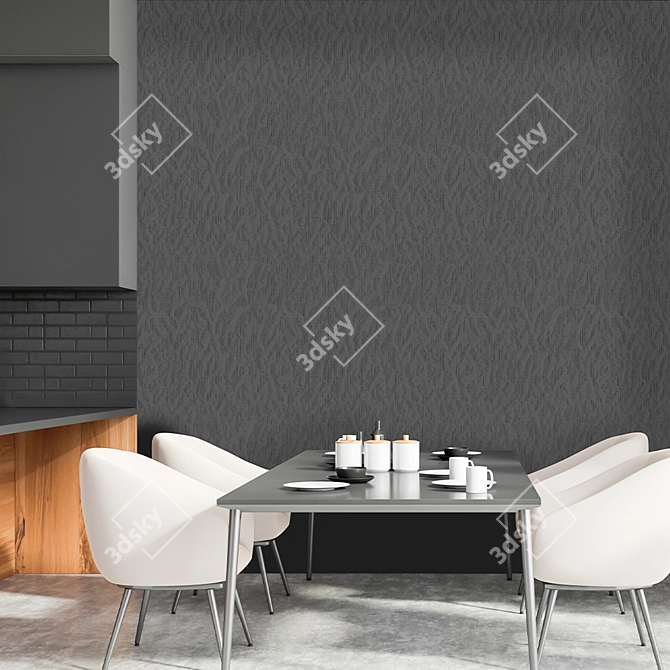 Industrial-Style Jacquard Wallpaper Collection 3D model image 2