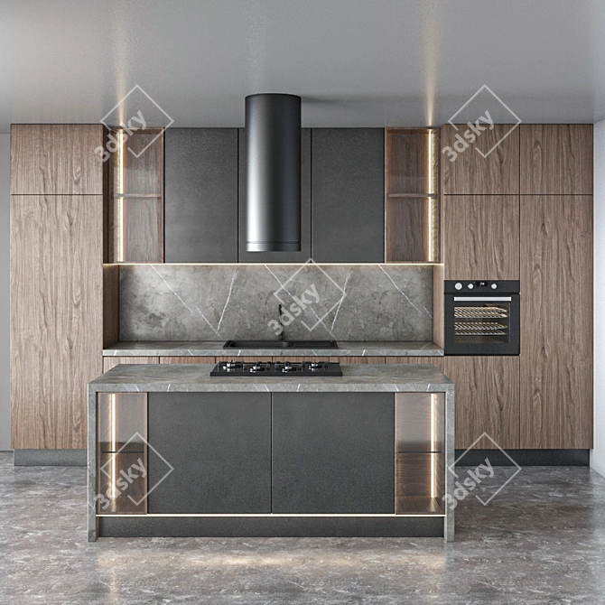 Modern Kitchen 3D Model 3D model image 1