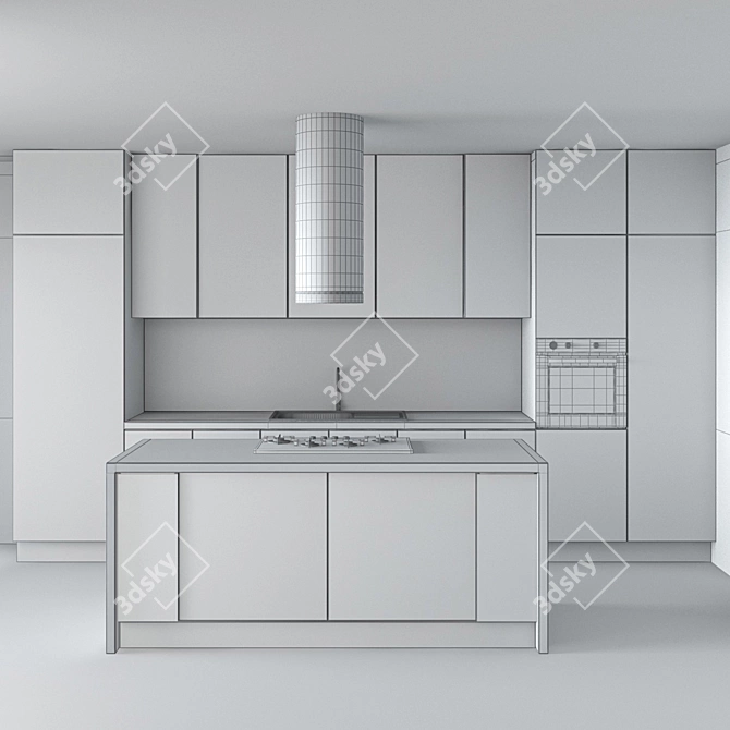 Modern Kitchen 3D Model 3D model image 4