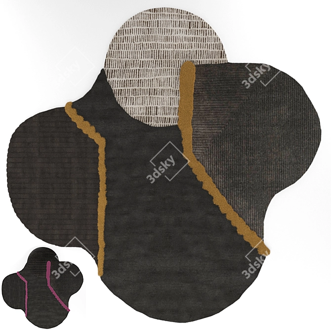 Lunar Addiction Carpet: Square Black 3D model image 1