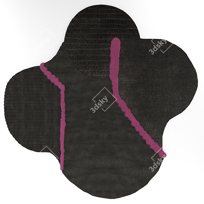 Lunar Addiction Carpet: Square Black 3D model image 2