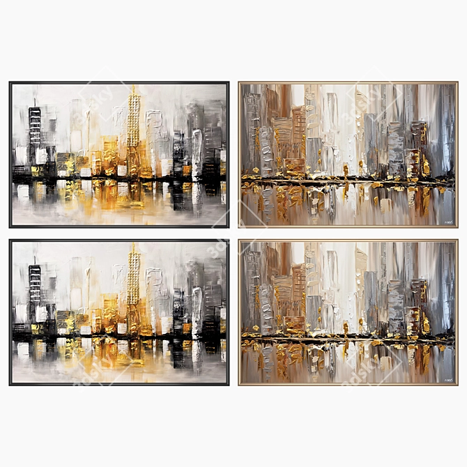 Elegant Frames Set with Stunning Paintings 3D model image 2