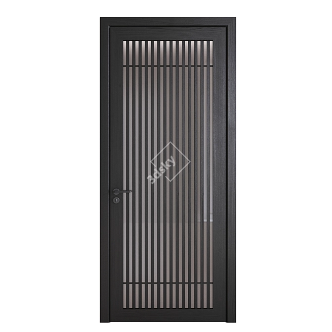 Sleek Black Wood Doors 3D model image 5