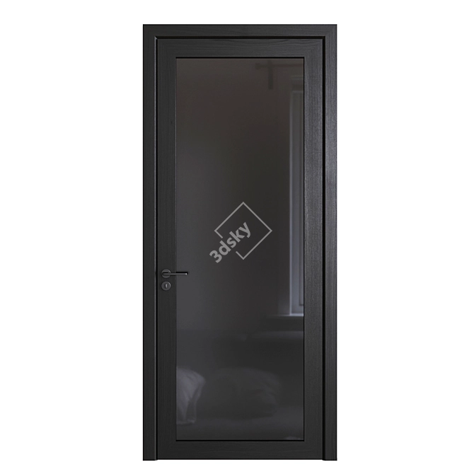 Sleek Black Wood Doors 3D model image 6