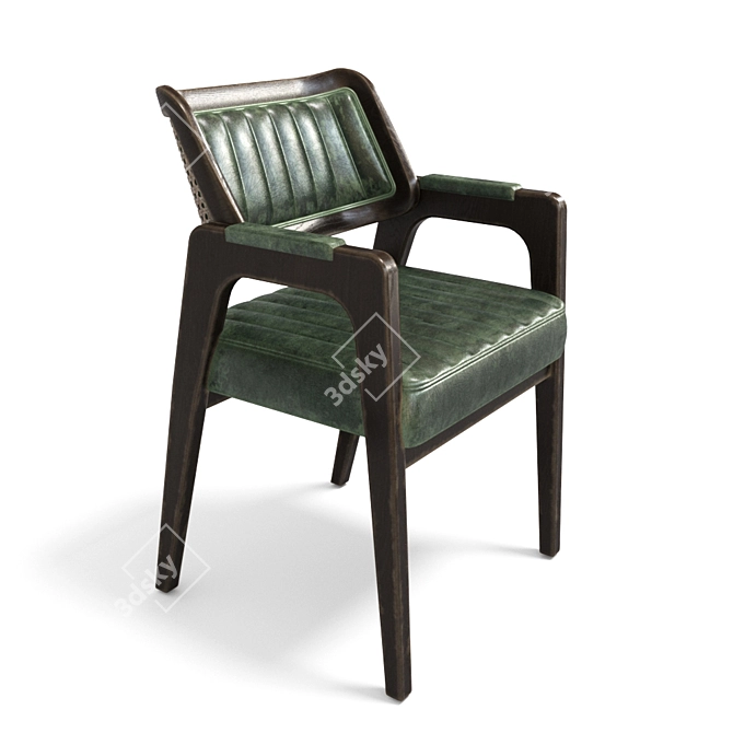 Rustic Leather and Rattan Chair 3D model image 1