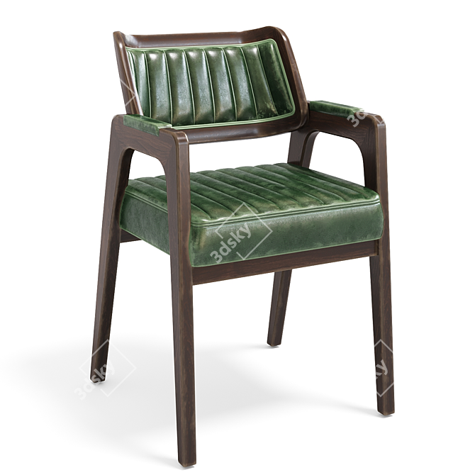 Rustic Leather and Rattan Chair 3D model image 6