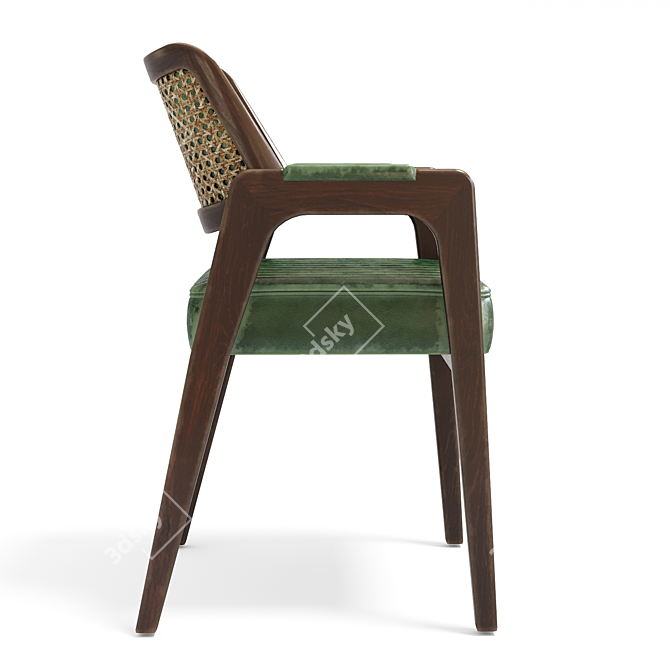 Rustic Leather and Rattan Chair 3D model image 10