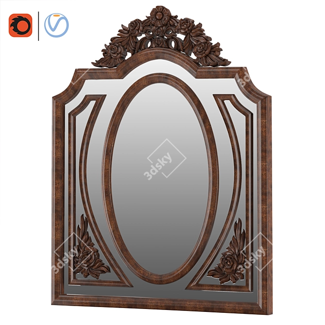 Elegant Carved Mirror - 500x640mm 3D model image 1