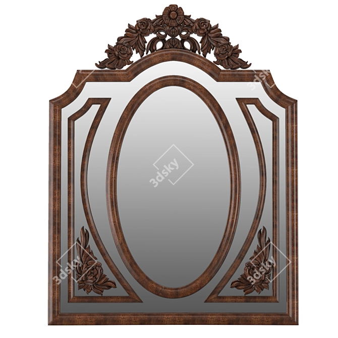 Elegant Carved Mirror - 500x640mm 3D model image 2