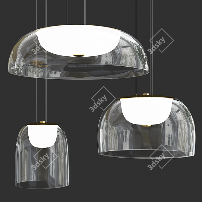 Modern Glass Pendant Light 3D model image 1