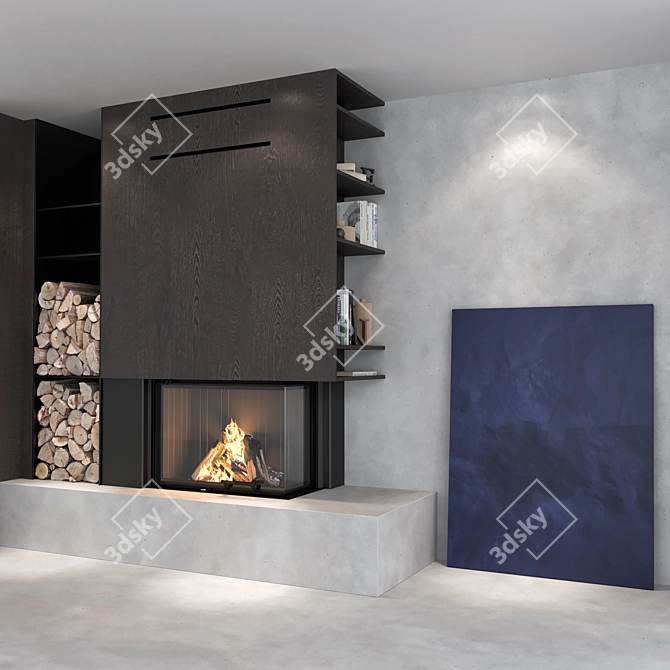 Decorative Wall Fireplace Set 3D model image 2