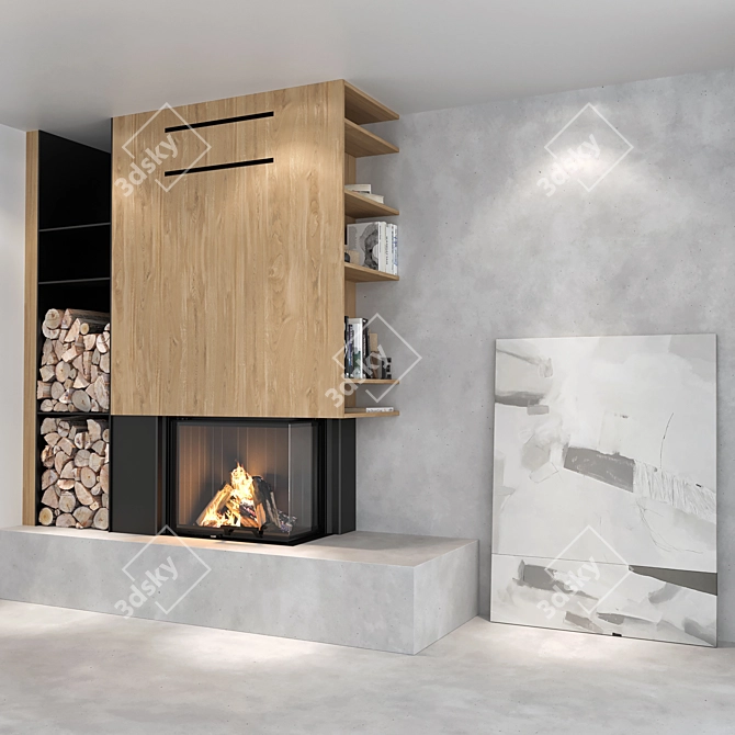 Decorative Wall Fireplace Set 3D model image 3