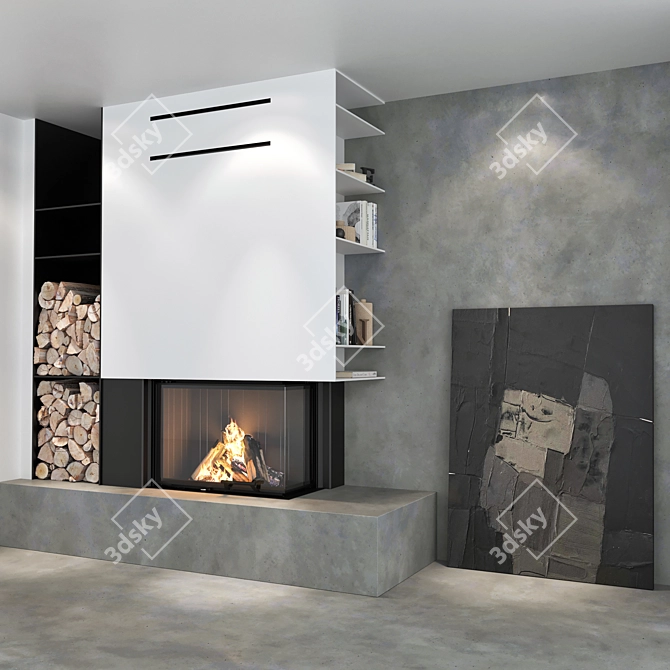Decorative Wall Fireplace Set 3D model image 5