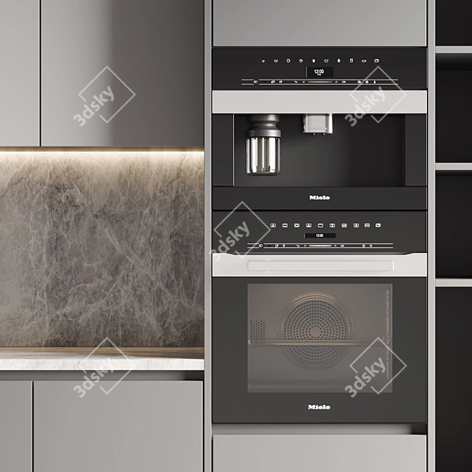 Modern Kitchen Set: Gas Hob, Oven, Coffee Machine, Sink & Hood 3D model image 4