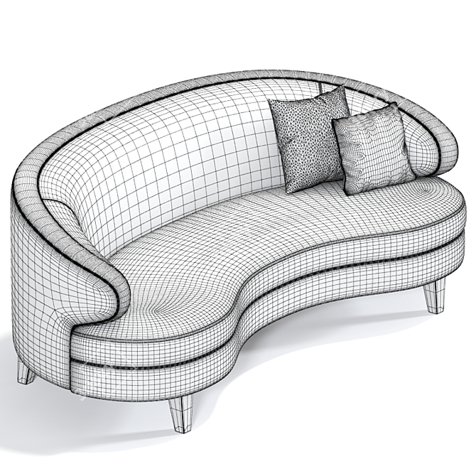 Pimlico Curved Sofa Pillow: Sleek and Cozy 3D model image 4