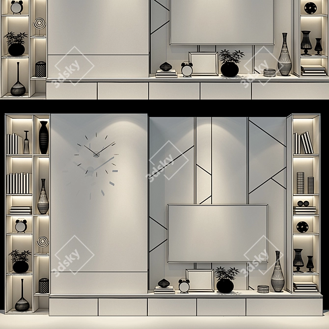 204 TV Wall Unit: Stylish Space-Saving Solution 3D model image 2