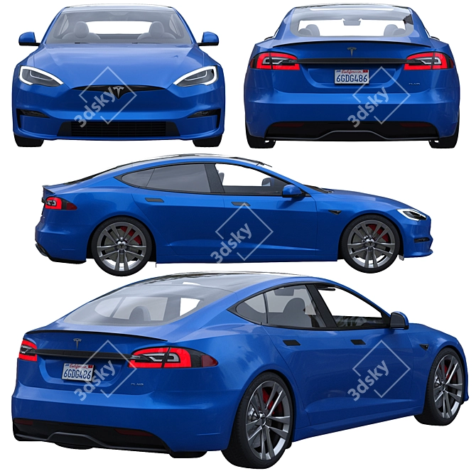 Tesla Model S Plaid: Lightning Fast Luxury 3D model image 7