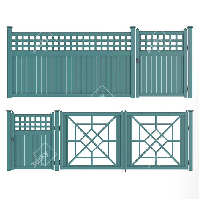 Versatile PVC Fence for Various Spaces 3D model image 1