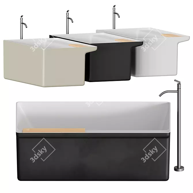 MARSIGLIA Bathtub: Compact, Stylish, and Functional 3D model image 1