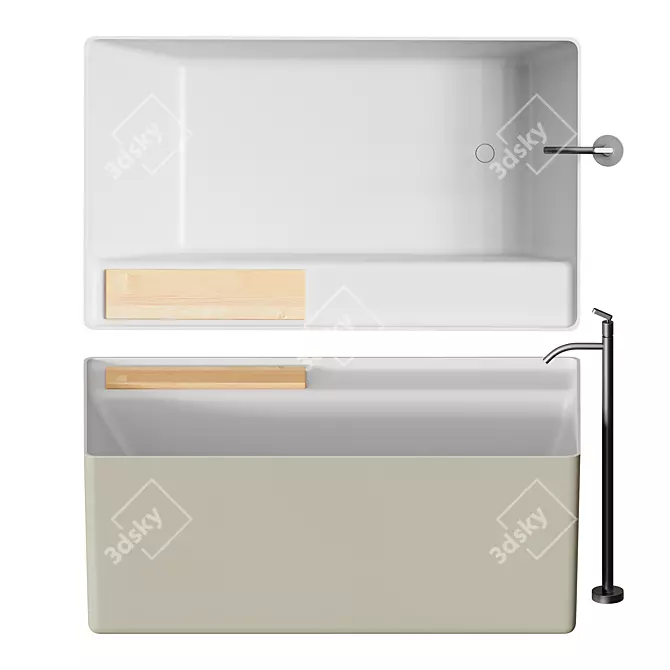 MARSIGLIA Bathtub: Compact, Stylish, and Functional 3D model image 2