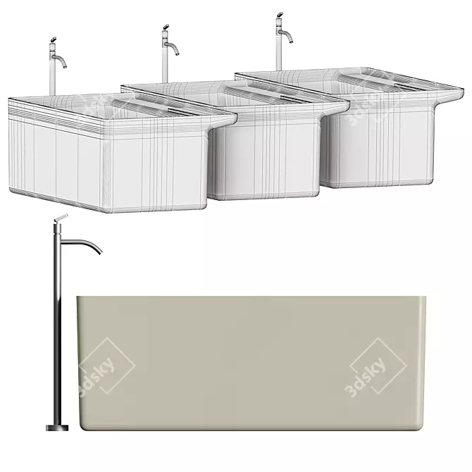 MARSIGLIA Bathtub: Compact, Stylish, and Functional 3D model image 5