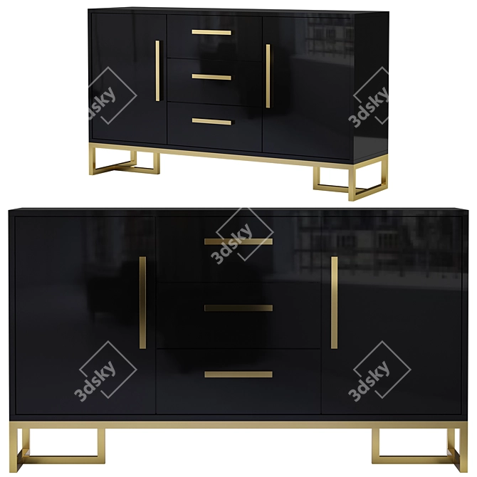 Elegant 59" Buffet Sideboard 3D model image 1