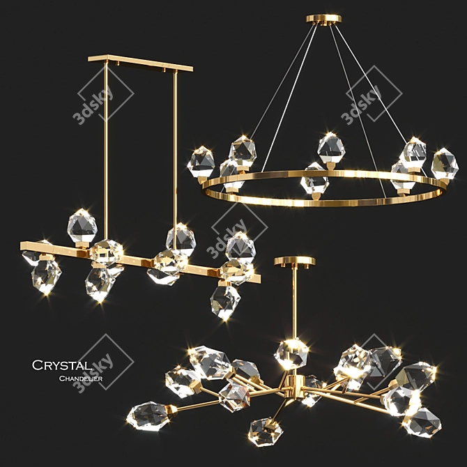 Elegant Nordic Crystal Chandelier 3D model image 1