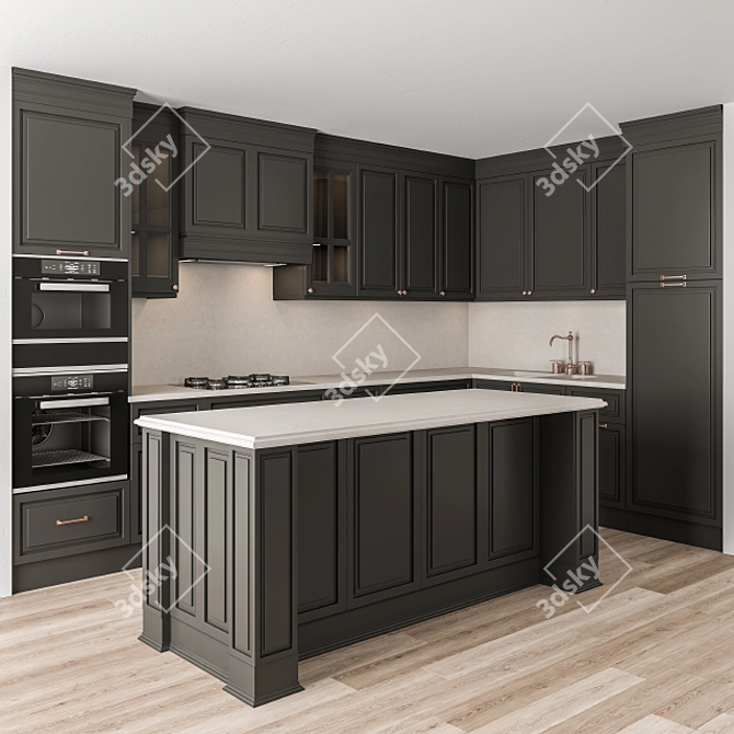 Stylish Neo Classic Kitchen Set 3D model image 1