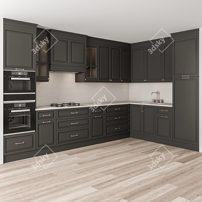 Stylish Neo Classic Kitchen Set 3D model image 2