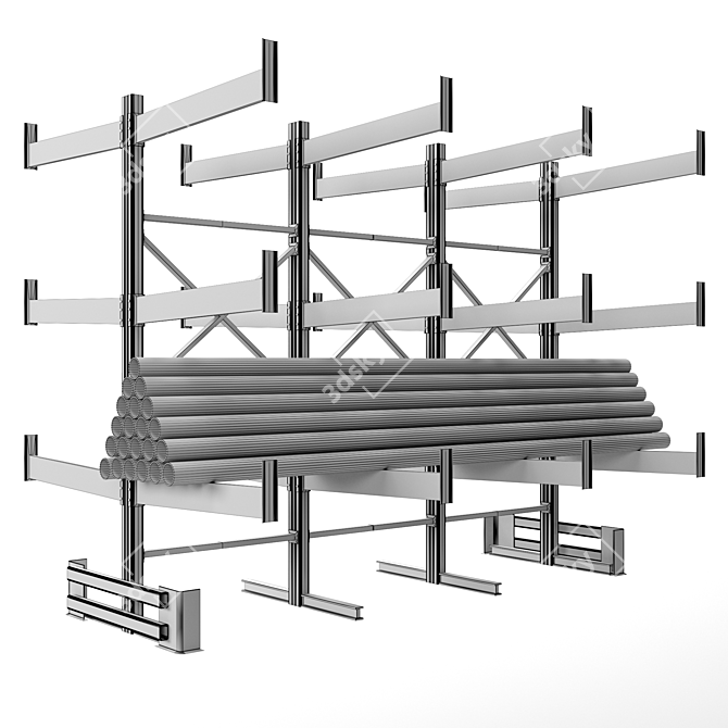 Metal Cantilever Storage Shelves 3D model image 5