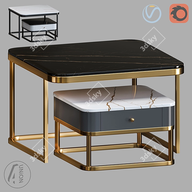 Modern Coffee Table Set 3D model image 1