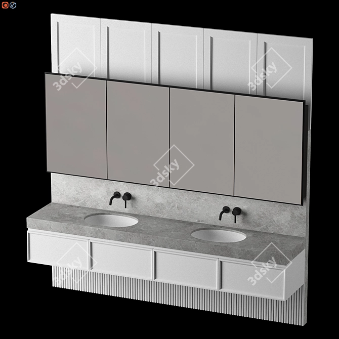 Modern Bathroom Design Set 3D model image 3