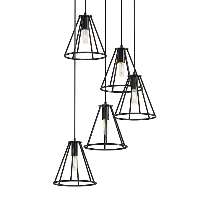 Caged Cone Multi-Light Pendant 3D model image 1