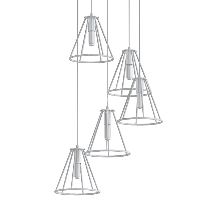 Caged Cone Multi-Light Pendant 3D model image 2