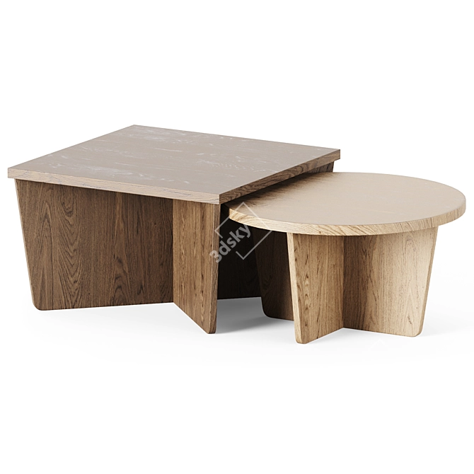 Elegant Kimora Nesting Coffee Table 3D model image 1