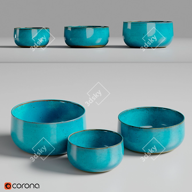  Serene Set of 3 Zen Bowls 3D model image 1