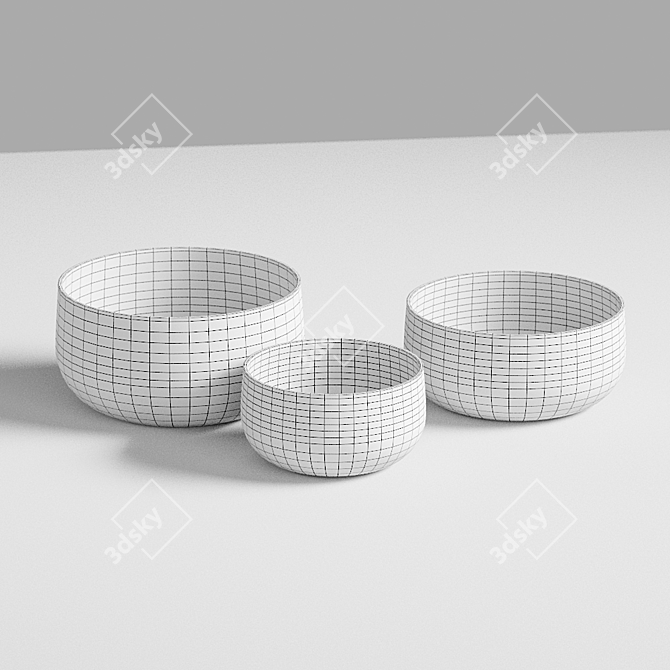  Serene Set of 3 Zen Bowls 3D model image 2